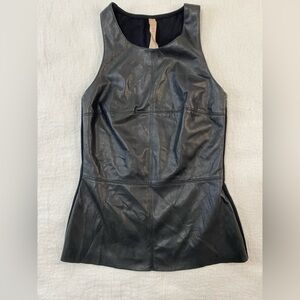 Bailey 44 Women XS Black Faux Leather Sleeveless Tank Stretch Back USA Made